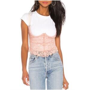 We Are HAH Free People Bust a Move Mauve Lace Bustier Corset Top Copper Rose, XS